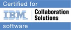 Logo der Firma I B M mit dem Text zertifiziert f&uuml;r I B M Lotus Software